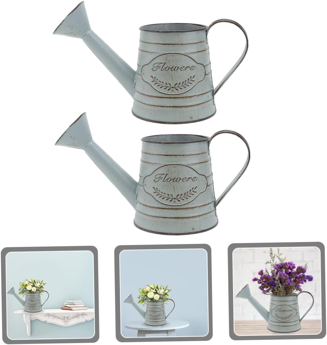 Balacoo 2pcs Vintage Rustic Iron Flower Vase Decor