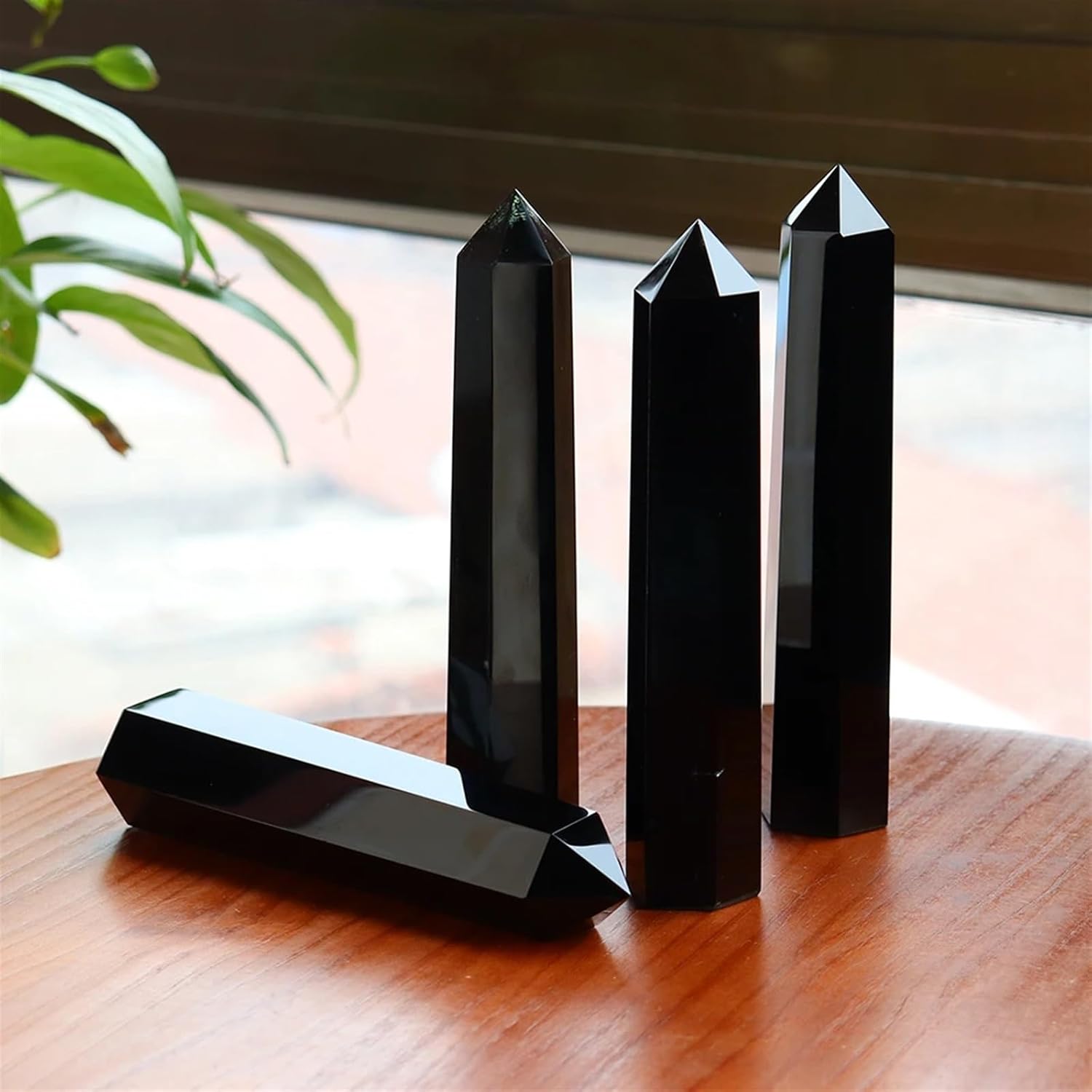 AtkitS Natural Crystal Obsidian Column Healing Wand