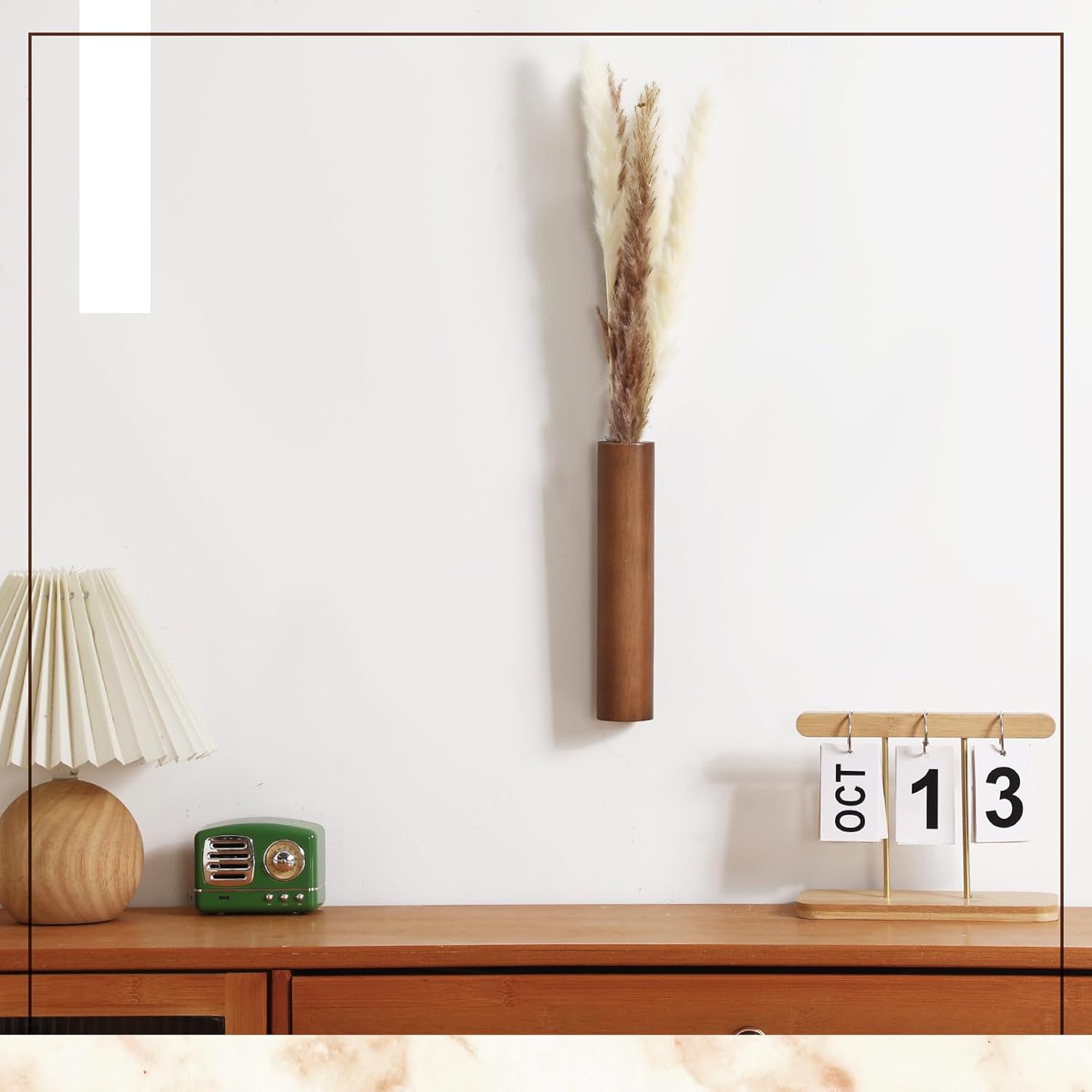 4 Pack Wood Wall Planters Modern Mounted Vases Home Decor for Dried Flowers and Greenery Plants