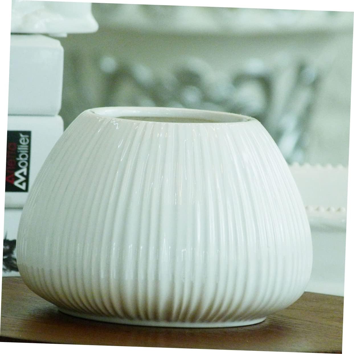 BESPORTBLE Modern White Ceramic Vase Decorative Flower Centerpiece for Tables and Home