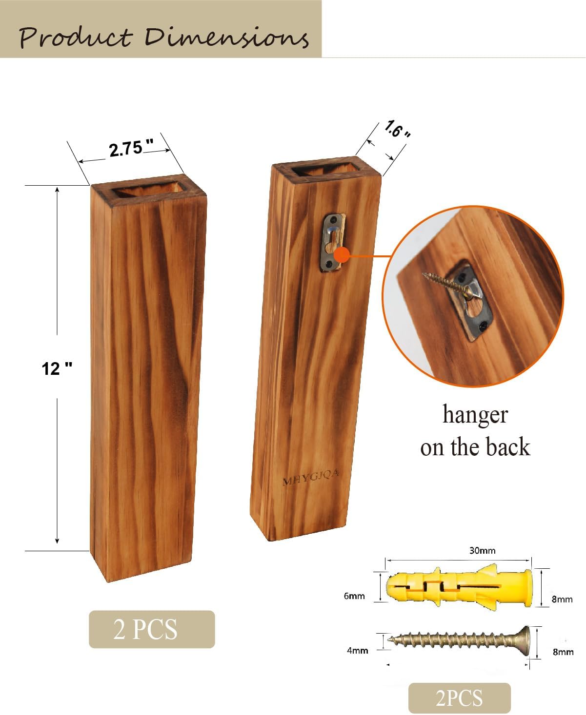 Wood Wall Planter for Indoor Plants 2 Pack