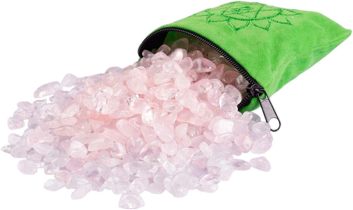 Mookaitedecor Bundle - 2 Items Rose Quartz Tumbled Stones with Chakra Bag Love Heart Crystal Tree