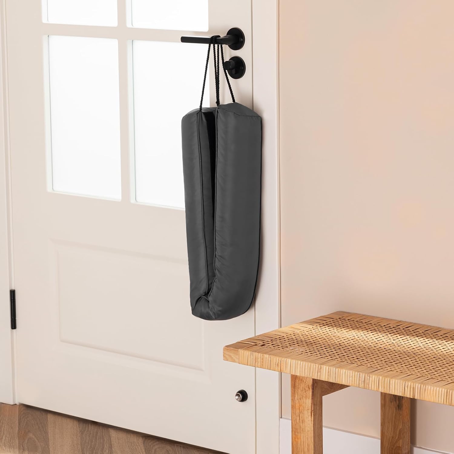Sunolga 48 Inches Waterproof Draft Stopper with Glass Beads and Cotton Grey