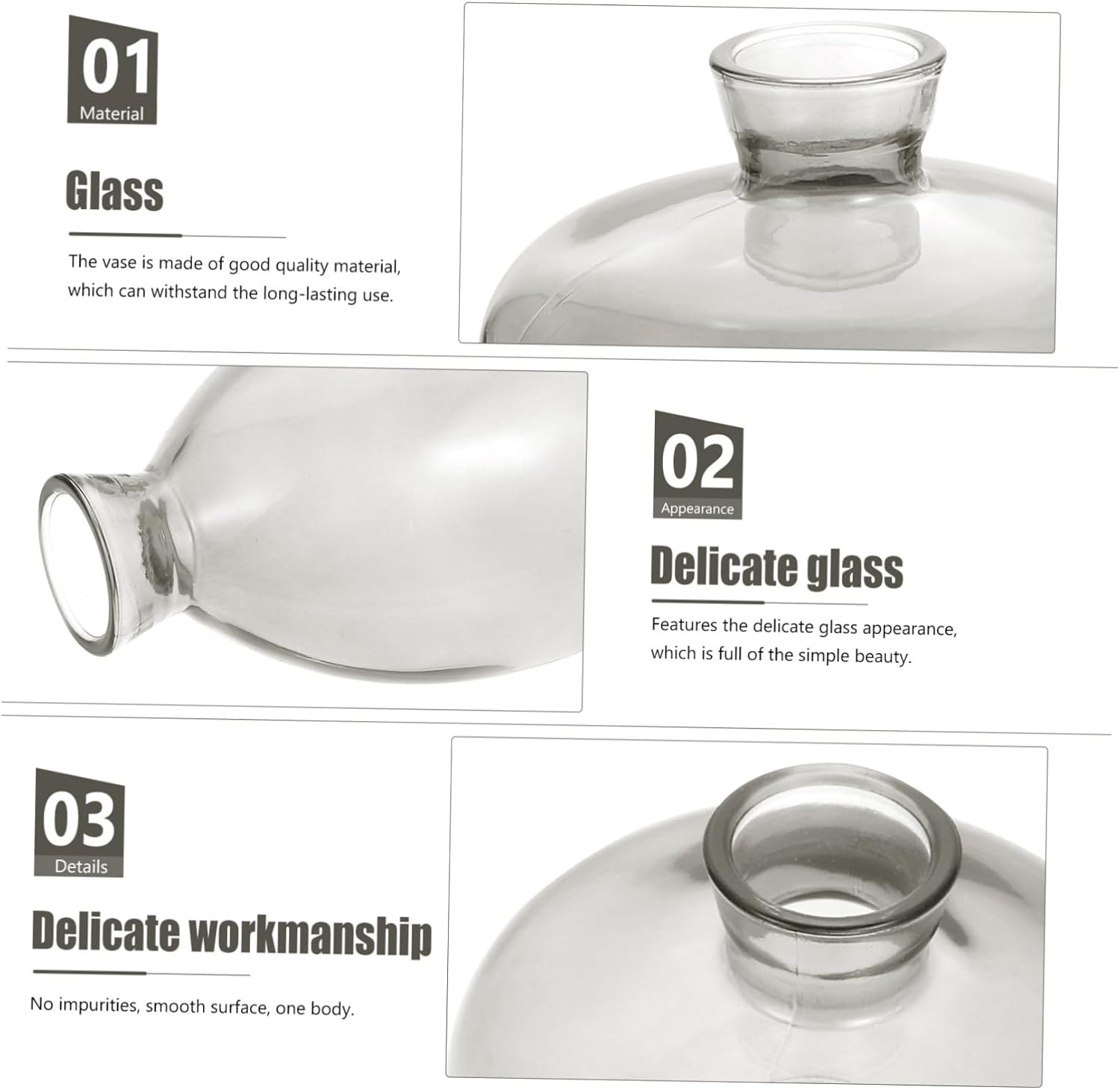 PRETYZOOM 3 Pack Hydroponic Glass Vases for Home Office Decor