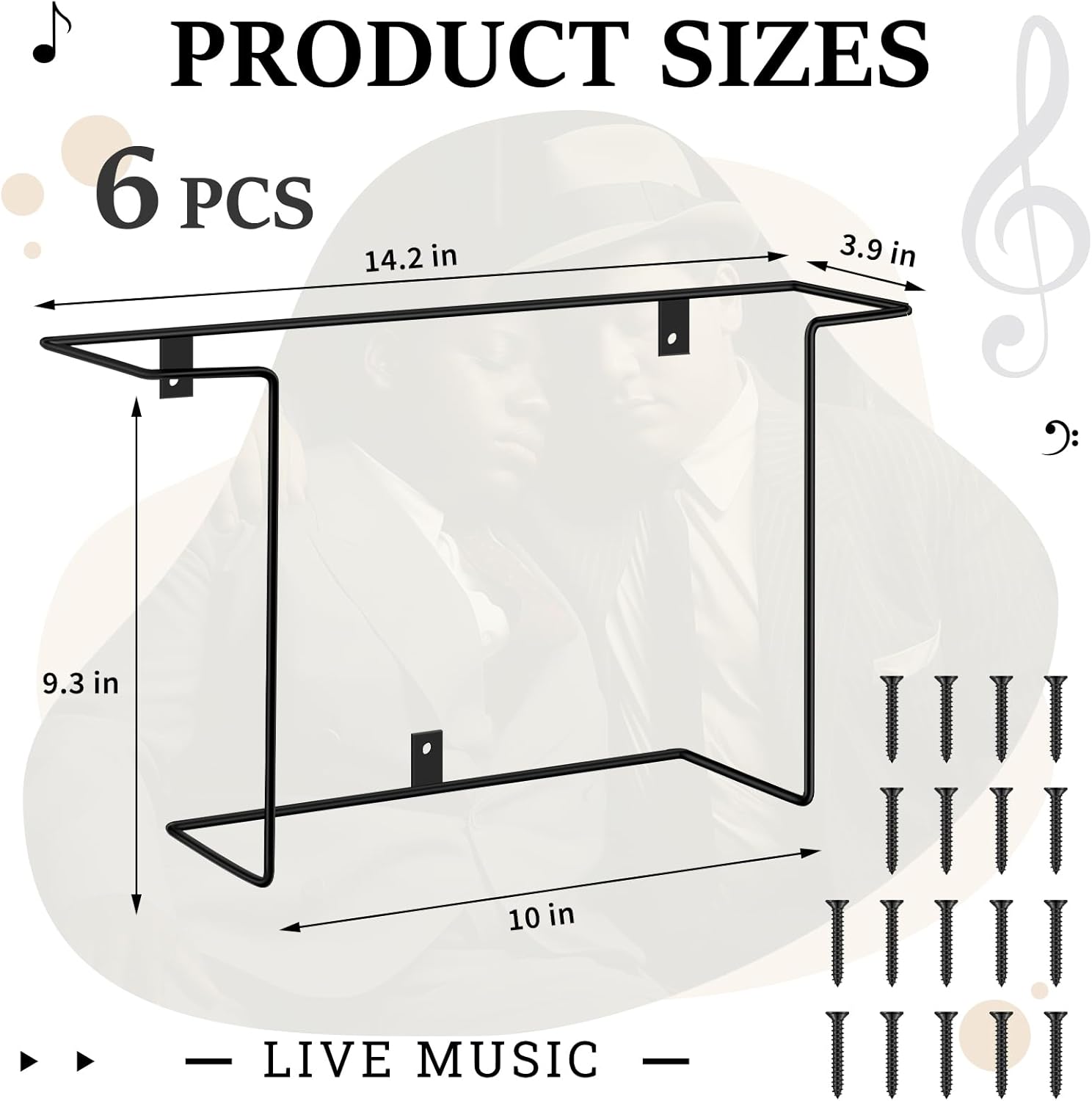 4 Pcs Vinyl Record Wall Shelf Mount Floating Metal Storage Racks for 12 Inch Records