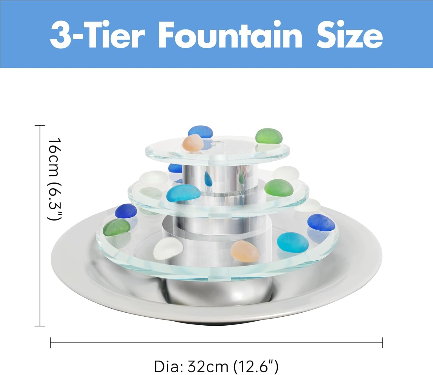 3-Tier Tabletop Waterfall Fountain with LED Light