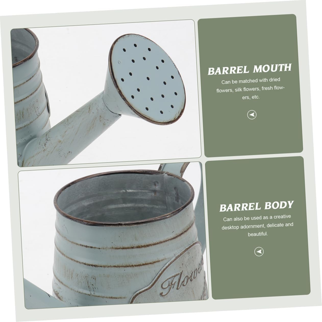 2pcs Vintage Rustic Iron Flower Vases for Dried Decorative Arrangements