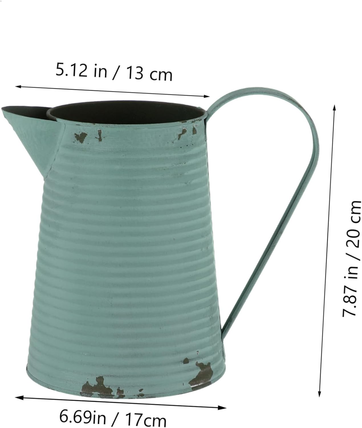 BESPORTBLE Vintage Style Iron Flower Pot Light Blue Pitcher Vase for Farmhouse Decor