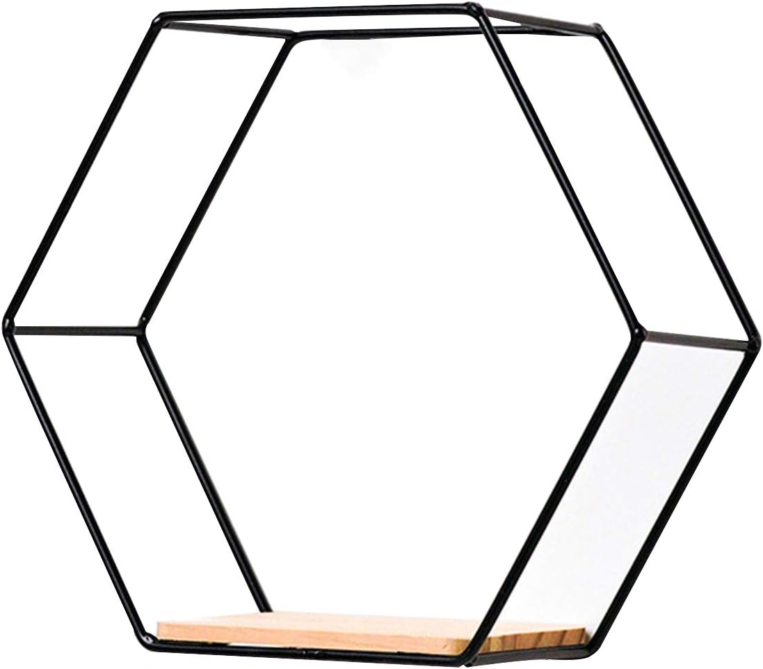 Washranp Nordic Hexagonal Iron Floating Shelf Storage