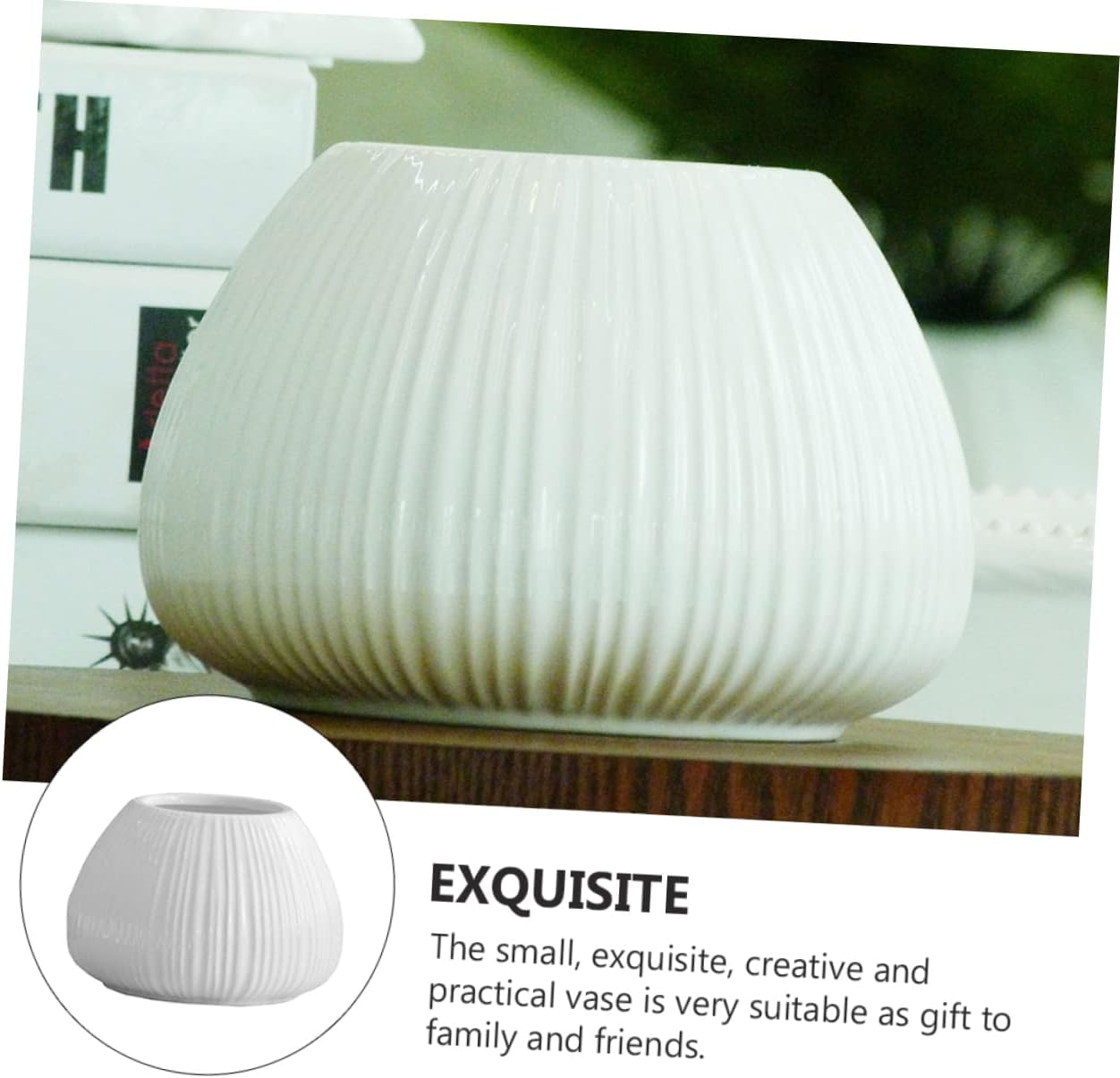 Mipcase Ceramic Flower Vase with Vertical Stripes