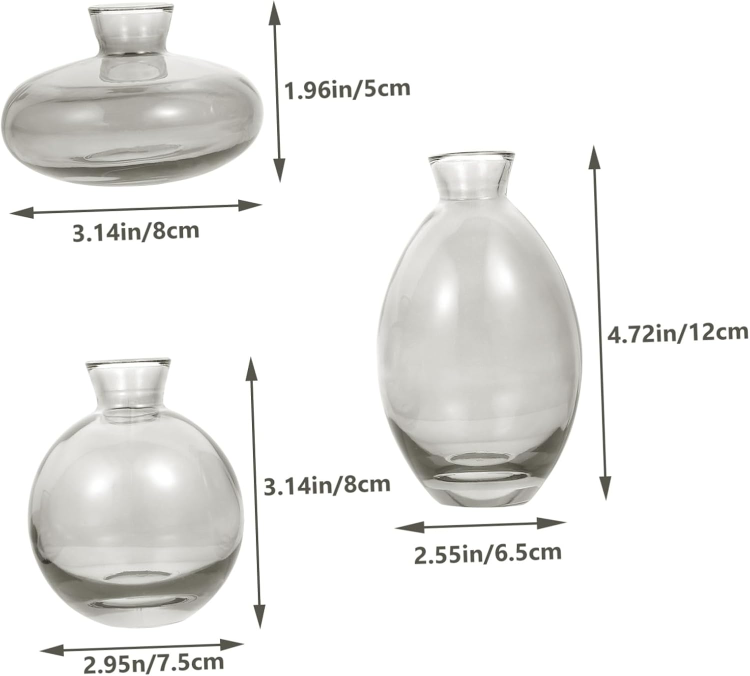 PRETYZOOM 3 Pack Hydroponic Glass Vases for Home Office Decor