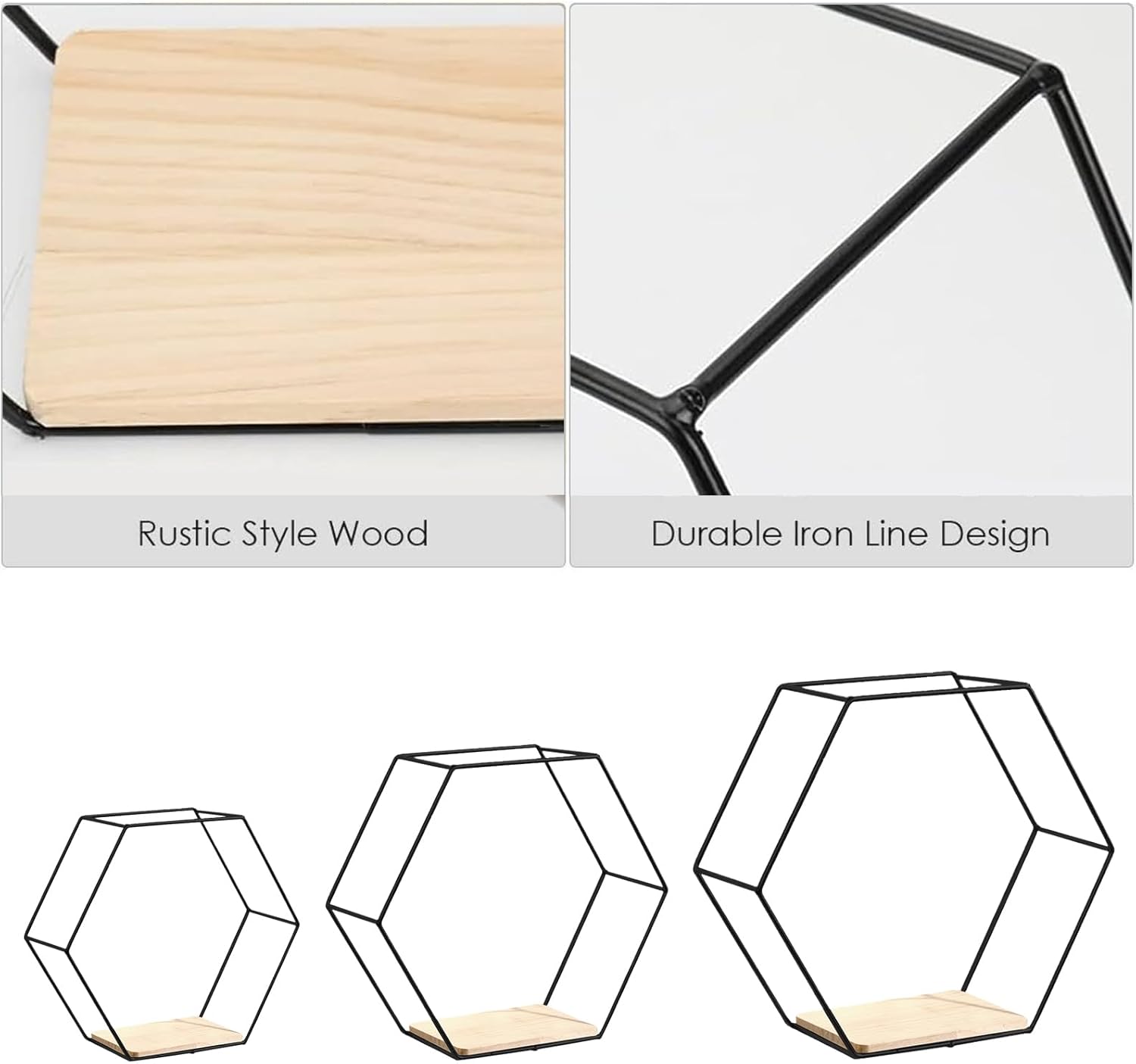 Metal Hexagonal Floating Wall Shelf - Modern Storage Decor