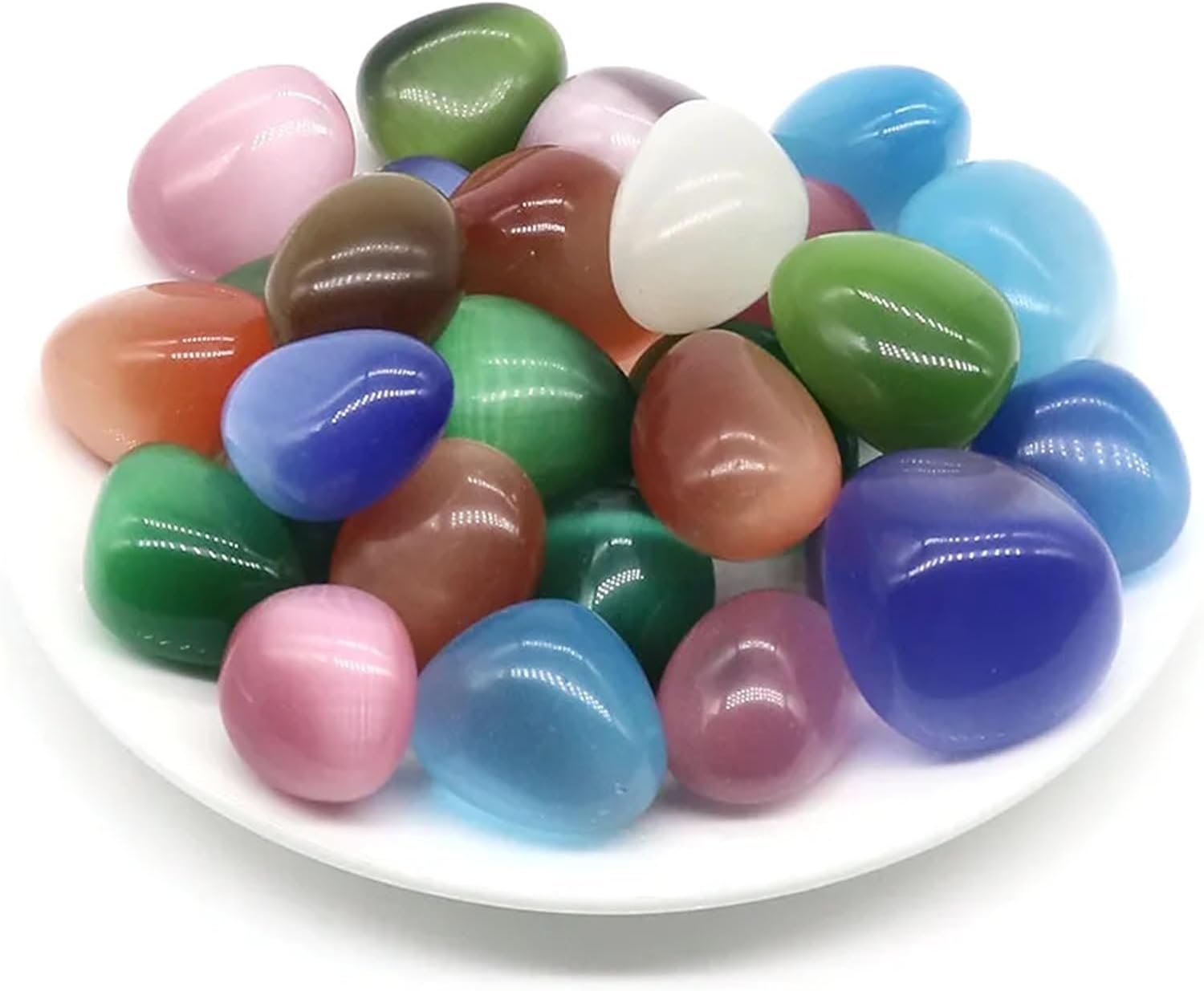 Natural Colorful Cat Eye Stones for Healing and Decor