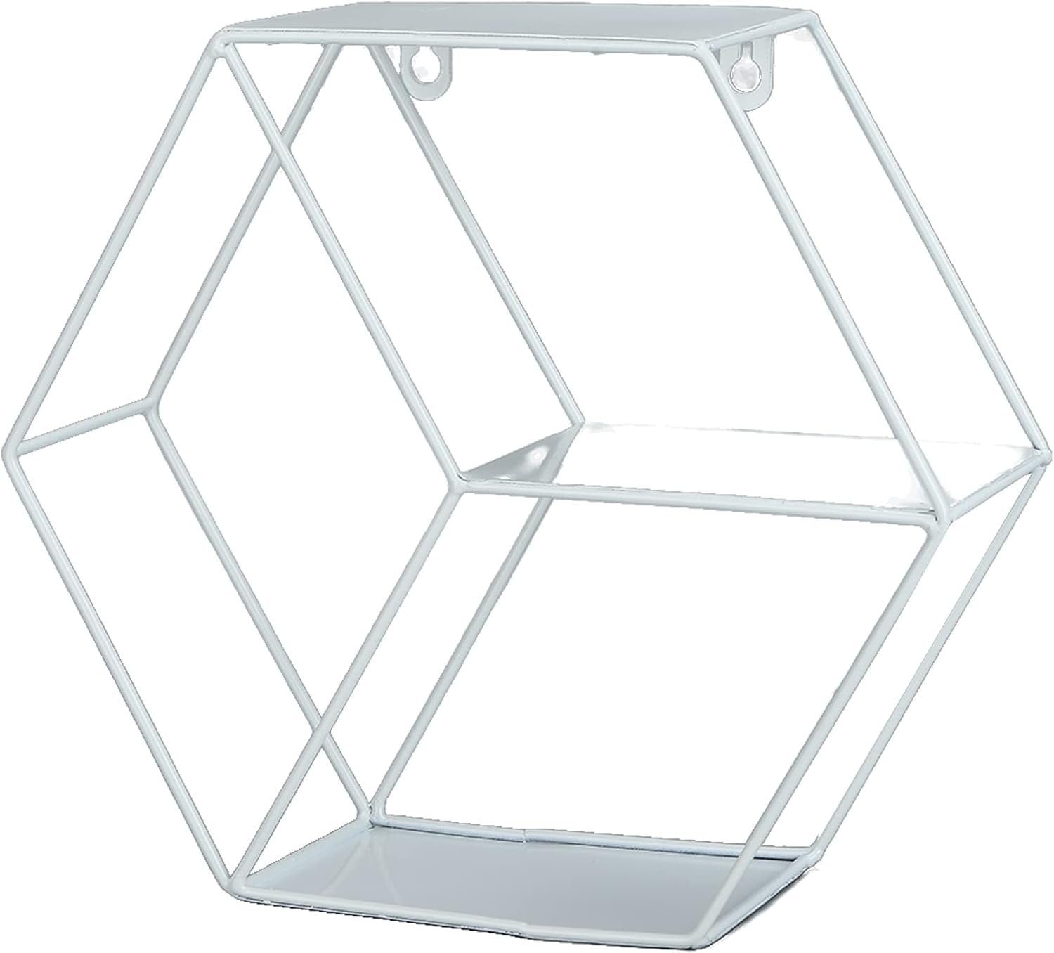 Hexagonal Floating Wall Shelves with Wrought Iron Design