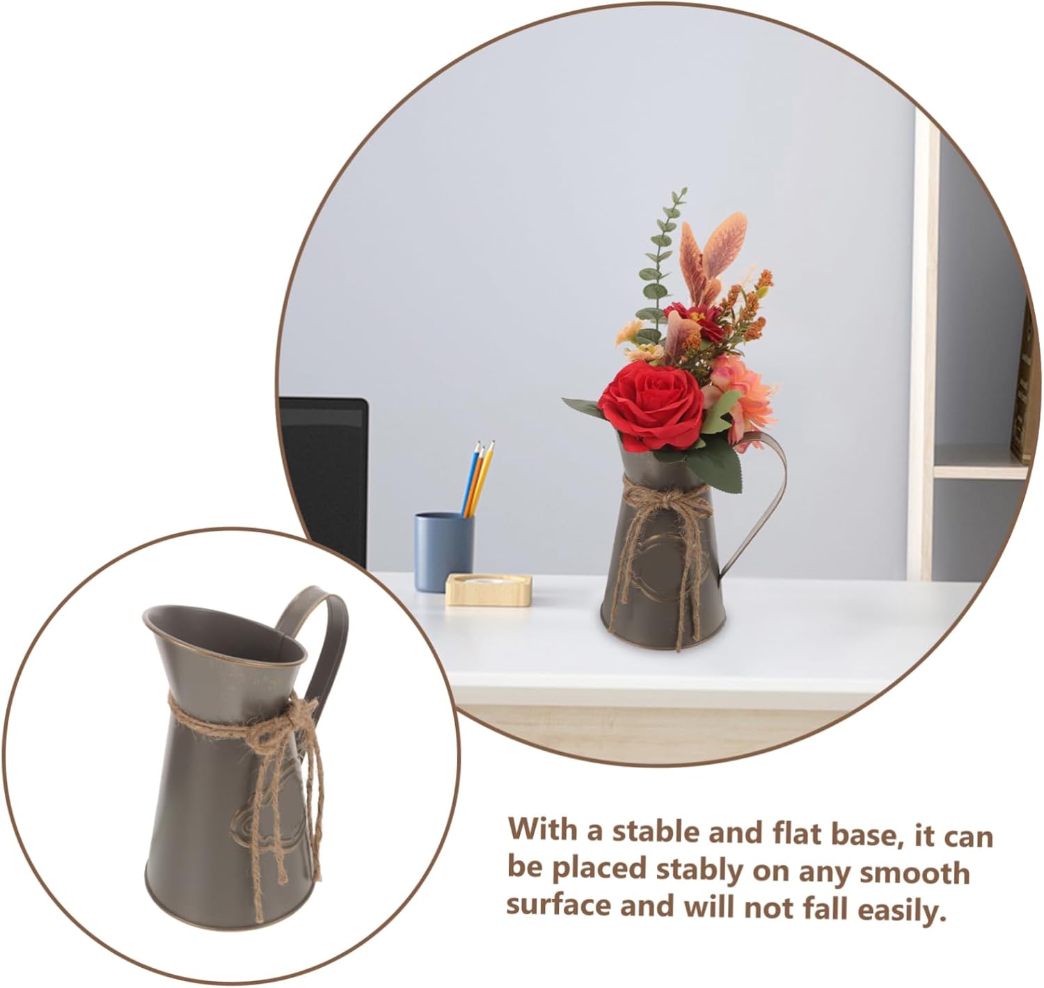 MERRYHAPY Vintage Style Galvanized Flower Vase