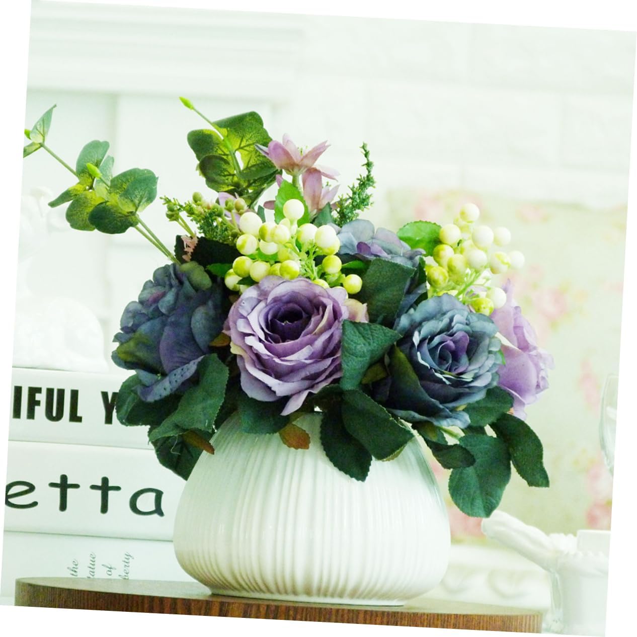 BESPORTBLE Modern White Ceramic Vase Decorative Flower Centerpiece for Tables and Home