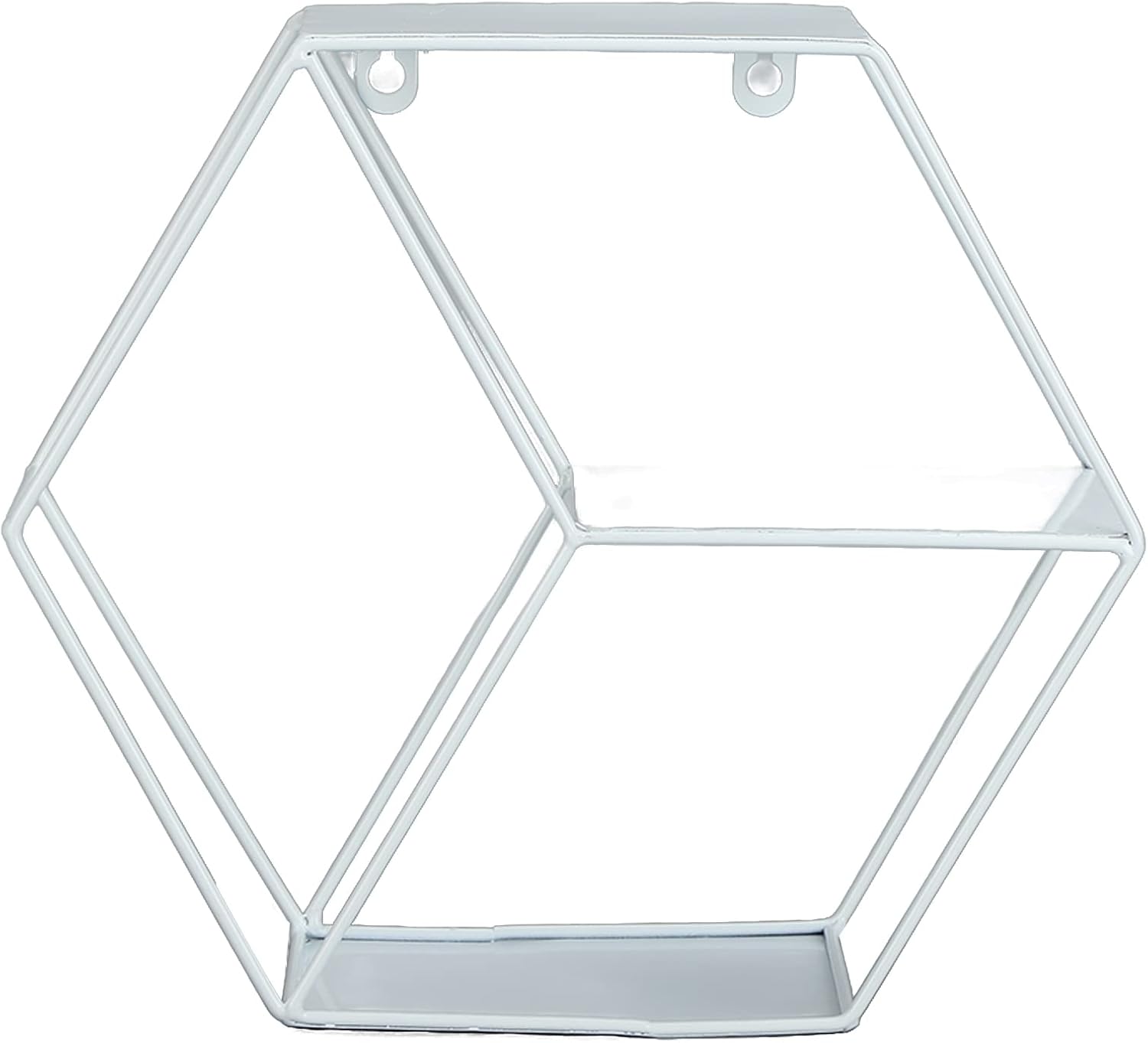 Hexagonal Floating Wall Shelves with Wrought Iron Design