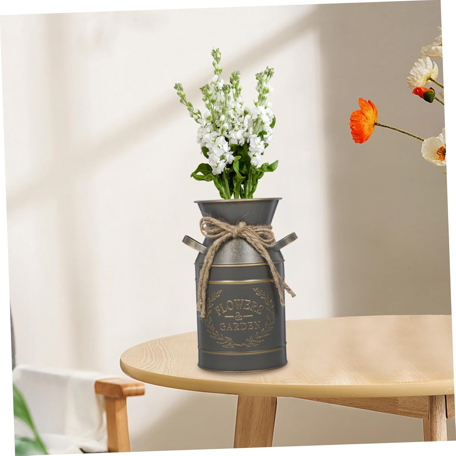 Galvanized Iron Flower Jug Vase Cottage Decor