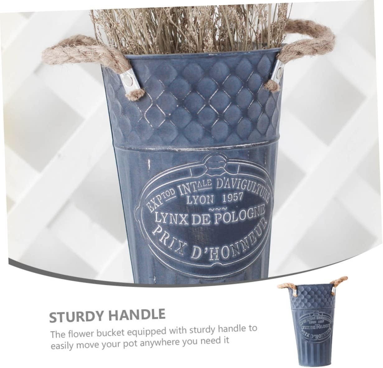 Happyyami Vintage Metal Flower Bucket Planter with Handles