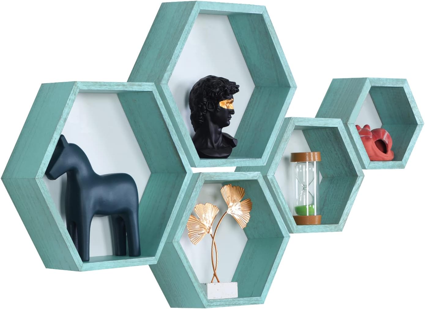 PHOENANCEE Hexagon Floating Shelves Set of 5