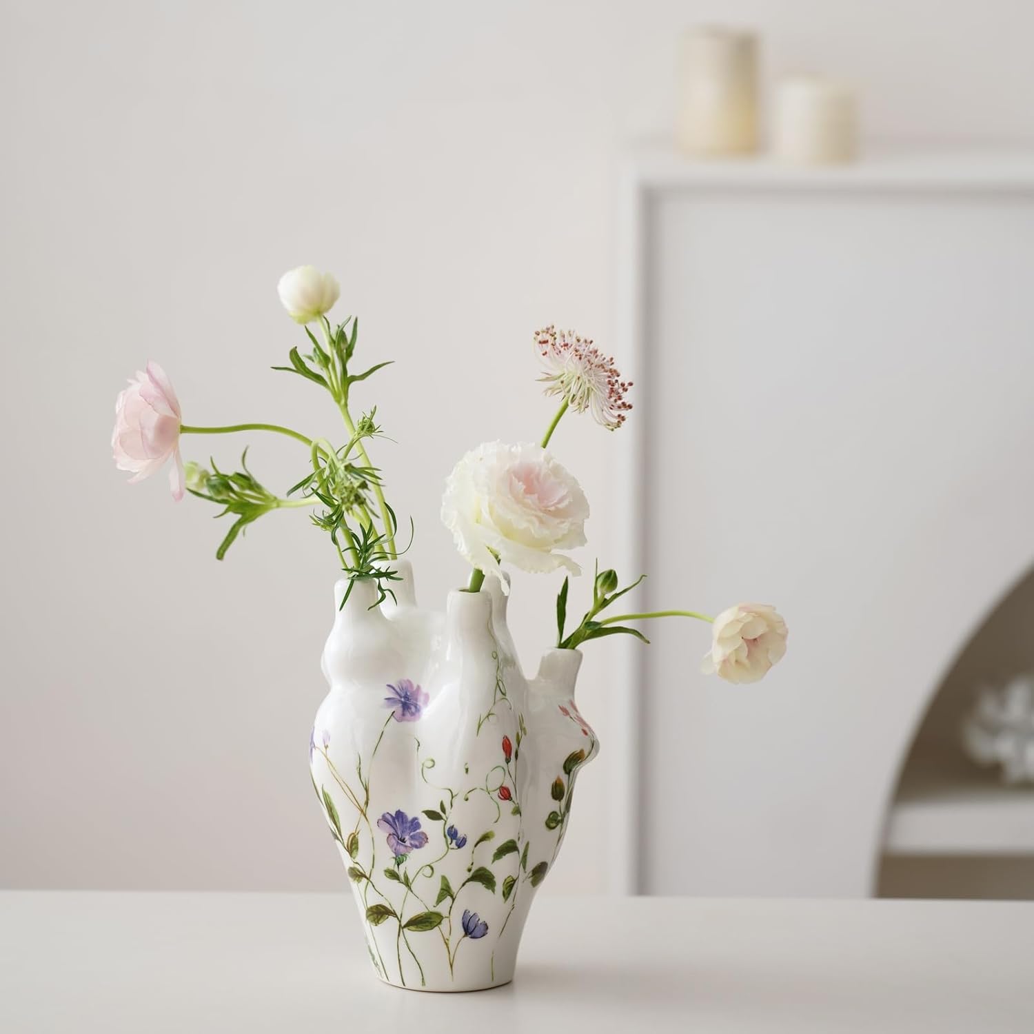 Irregular Heart Shape Ceramic Vase for Vintage Flora