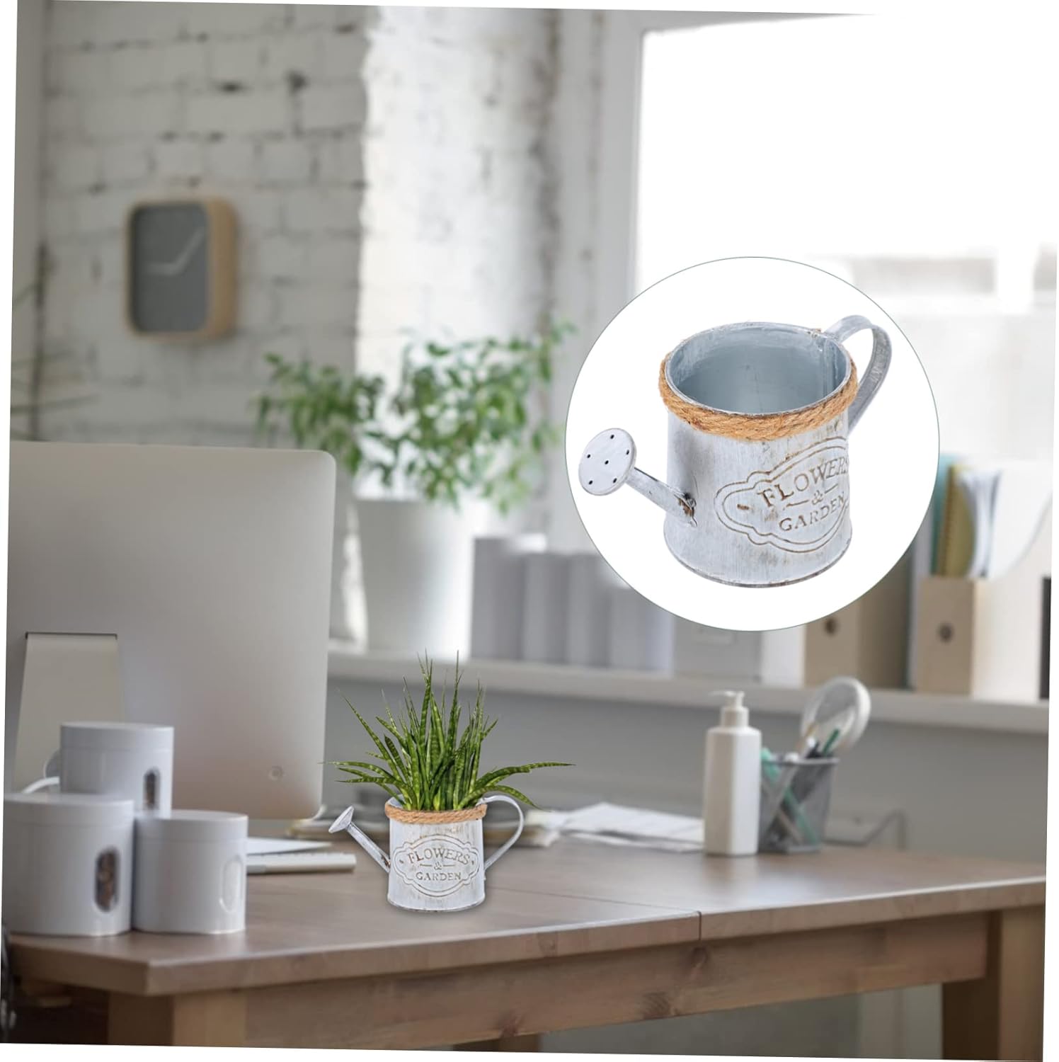 SUPVOX 2pcs Antique Iron Flowerpot Rope Dried Flower Decor Vintage Style Vase