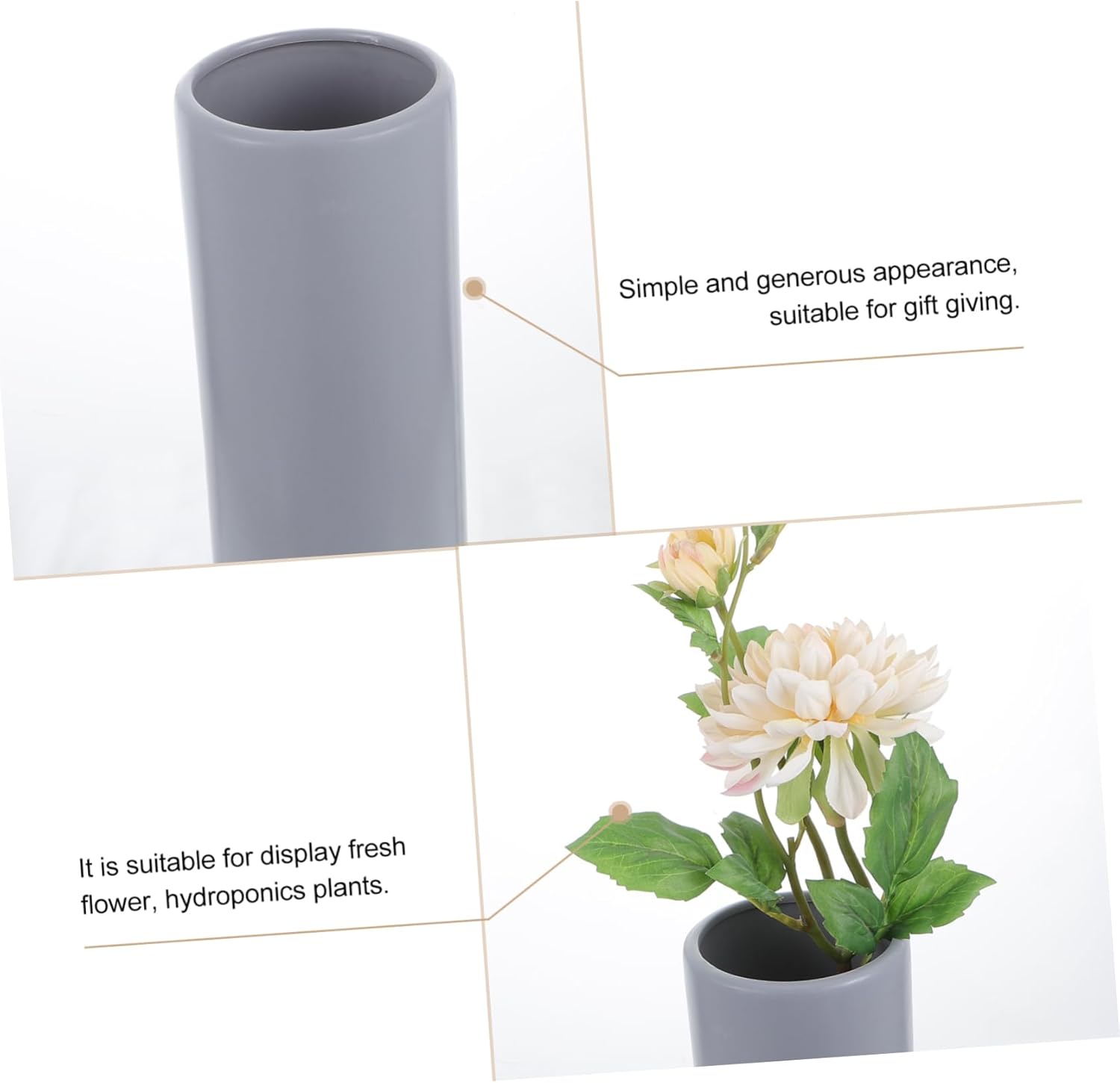 Cabilock Black Flower Vase Ceramic Planter for Dried Flowers and Plant Lovers