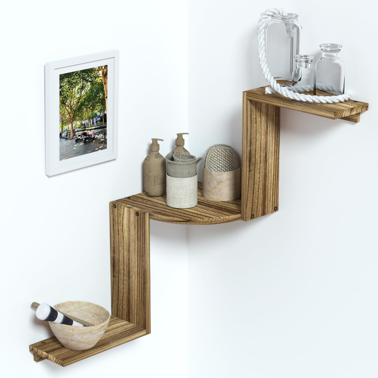 Corner Floating Shelves Set of 1 for Wall Decor and Storage