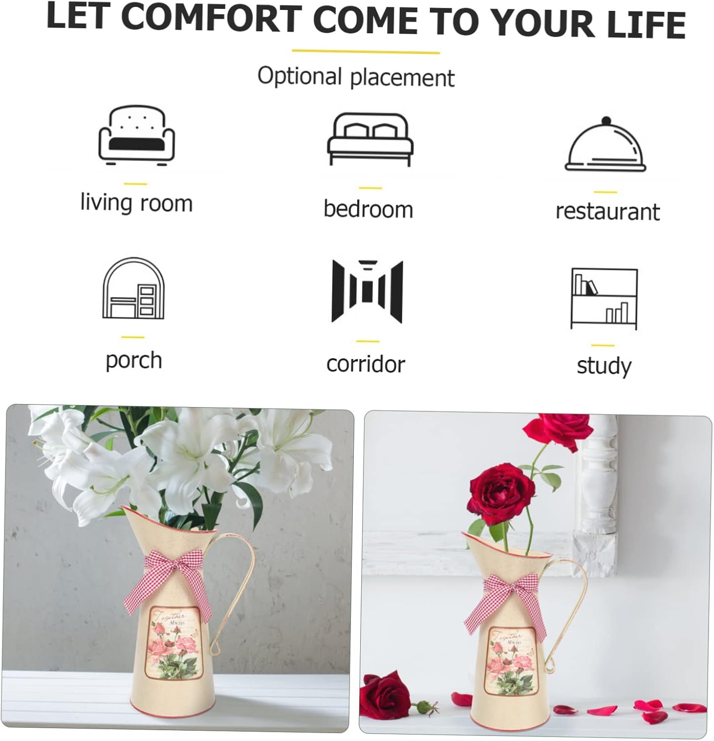 Vintage Metal Flower Bucket Planter for Farmhouse Decor