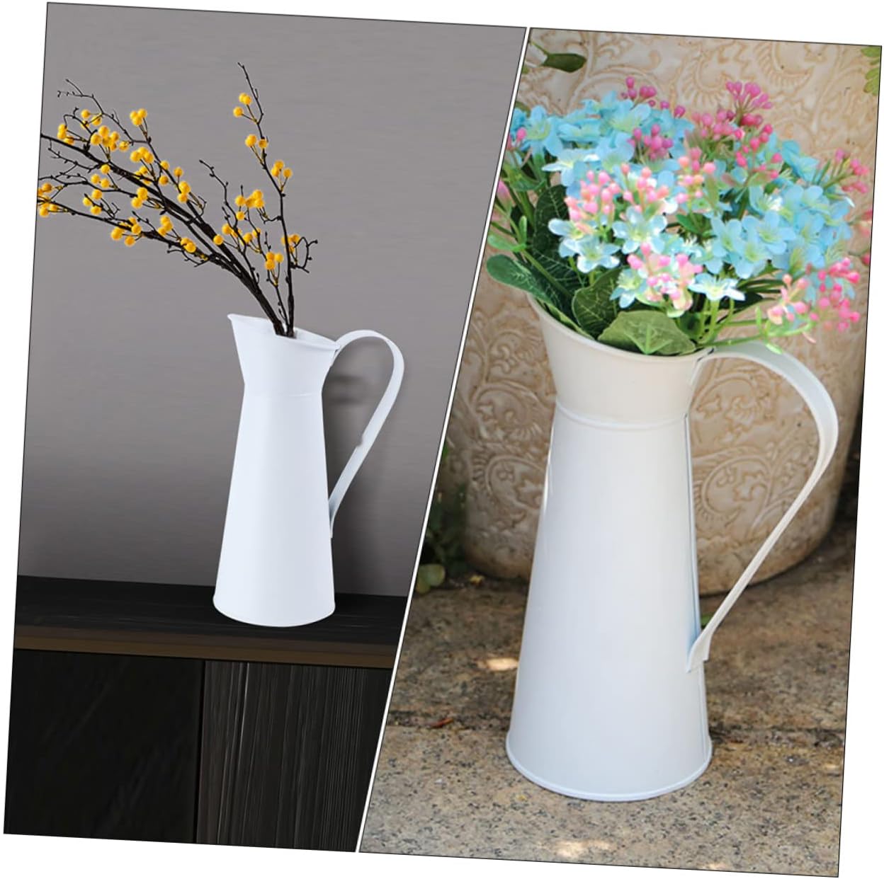 Happyyami 2pcs Modern Iron Flower Vase Set for Home Office Decoration