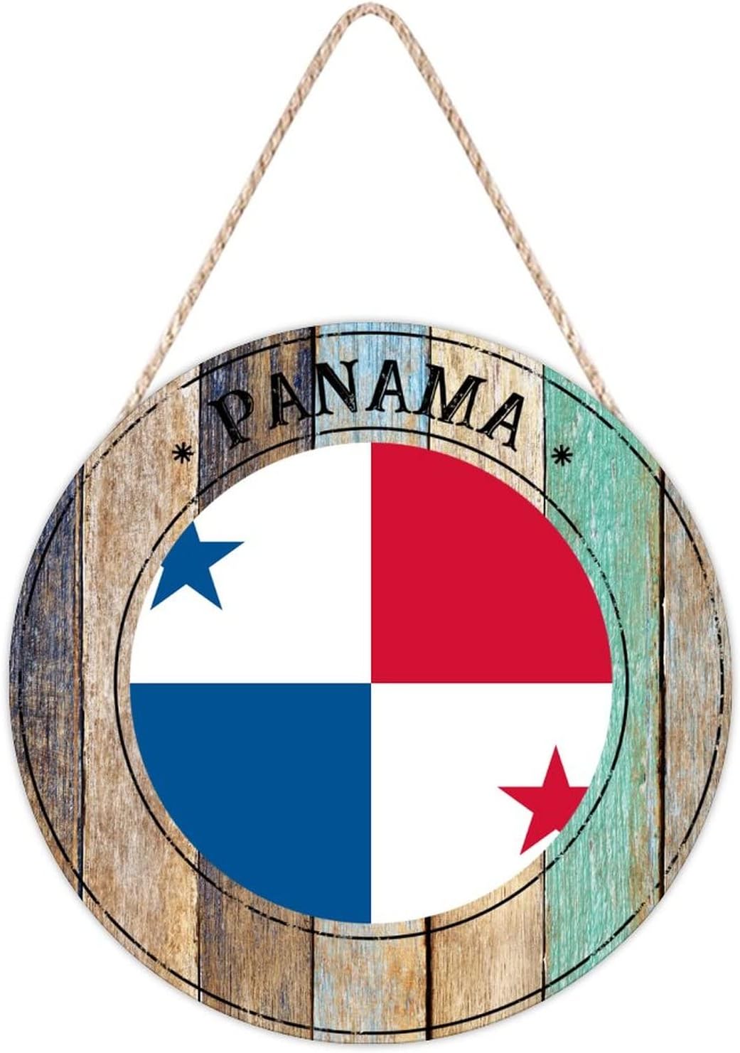 Panama Round Wood Door Hanger 12x12in Decor Sign