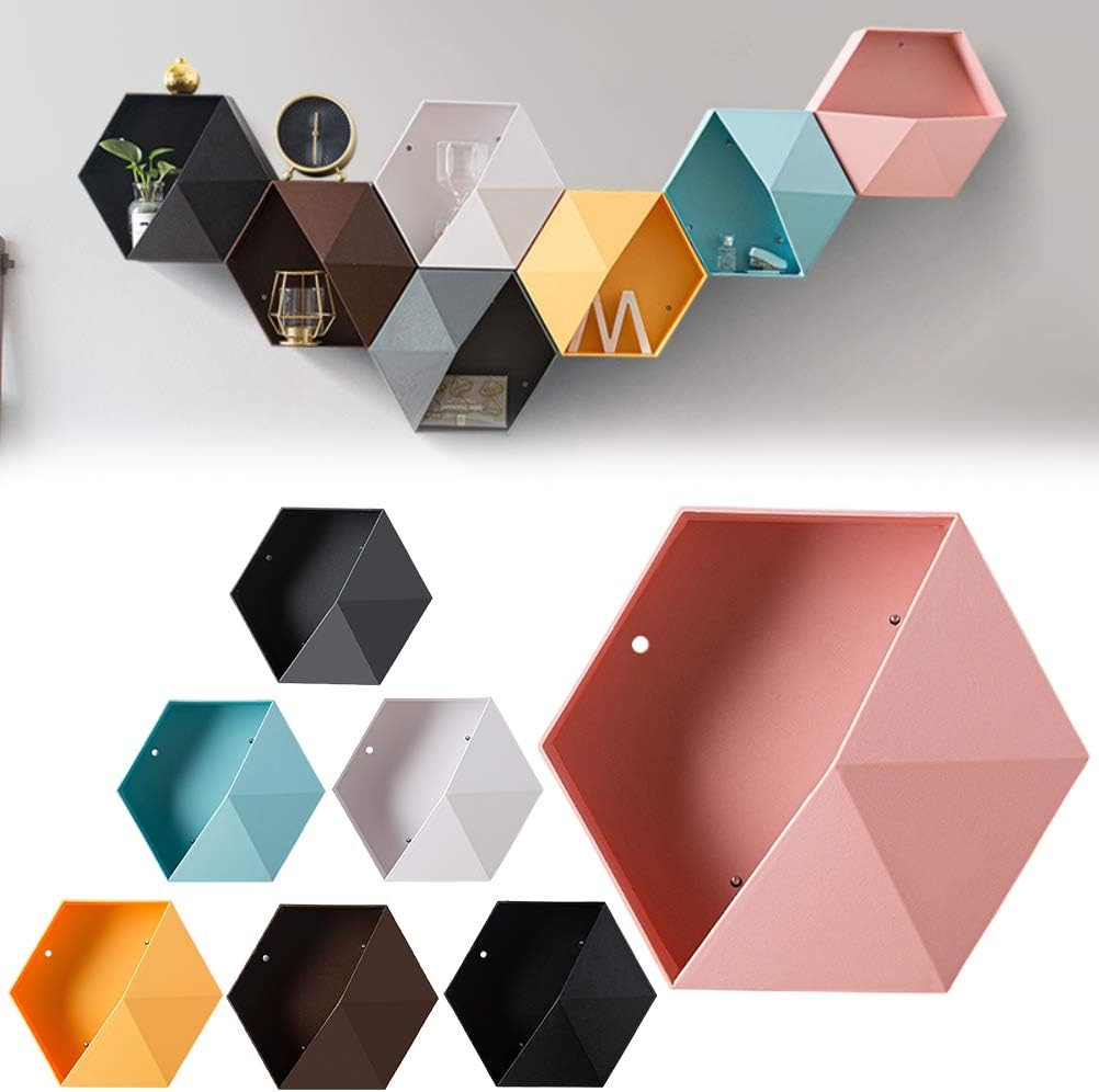 BEIJIALY Hexagonal Floating Wall Shelves - Black