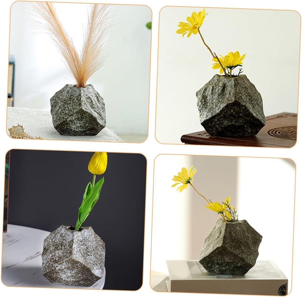 PRETYZOOM Modern Ceramic Flower Vase with Unique Rock Pattern
