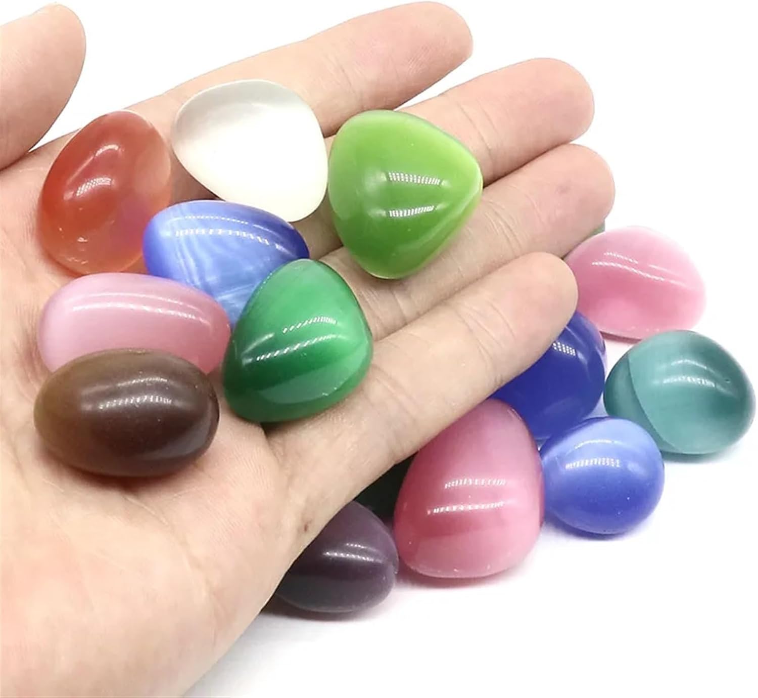 Natural Colorful Cat Eye Stones for Healing and Decor