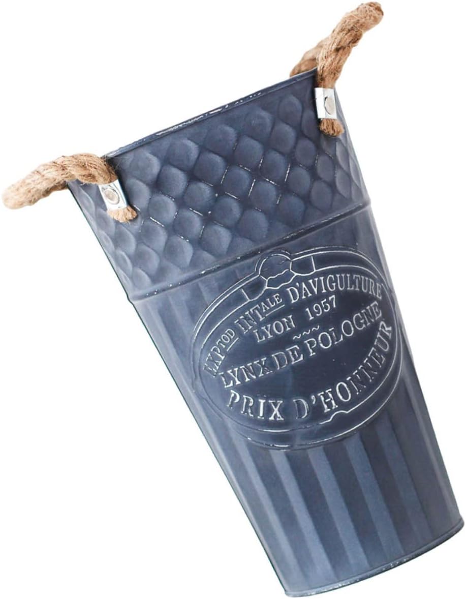 Happyyami Vintage Metal Flower Bucket Planter with Handles
