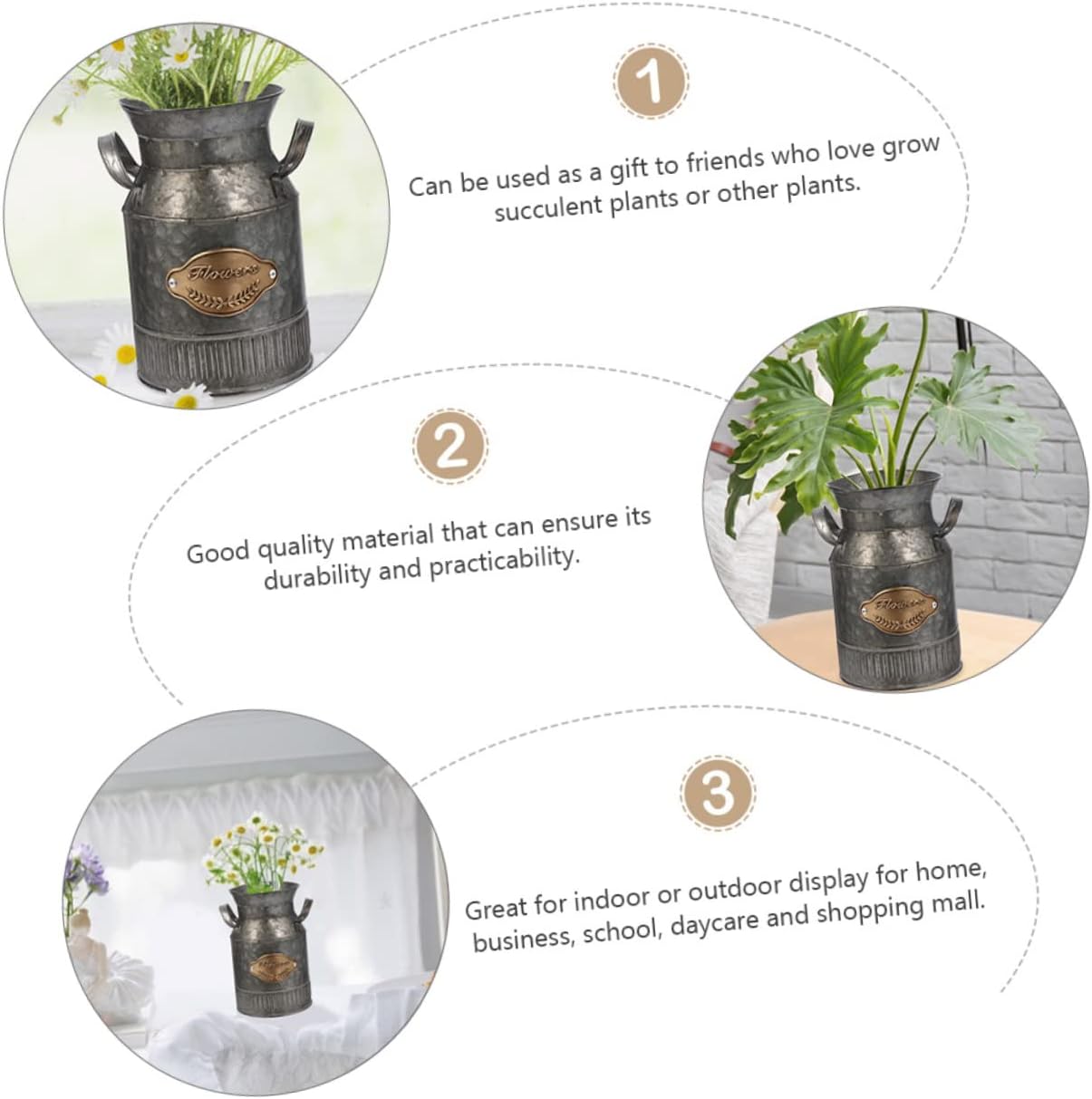 Milisten 2pcs Decorative Vintage Iron Flower Pots for Home and Office Use