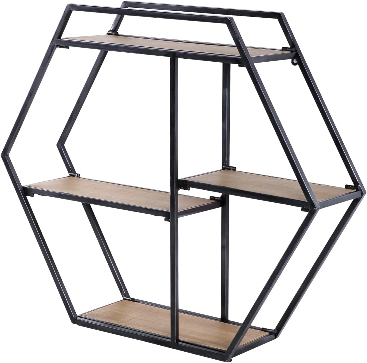 Industrial Style 3 Tier Hexagon Floating Shelf