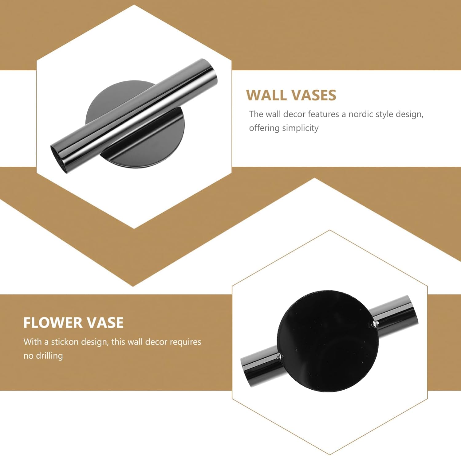 Ciieeo 2pcs Wall-Mounted Metal Flower Vase for Indoor Decor