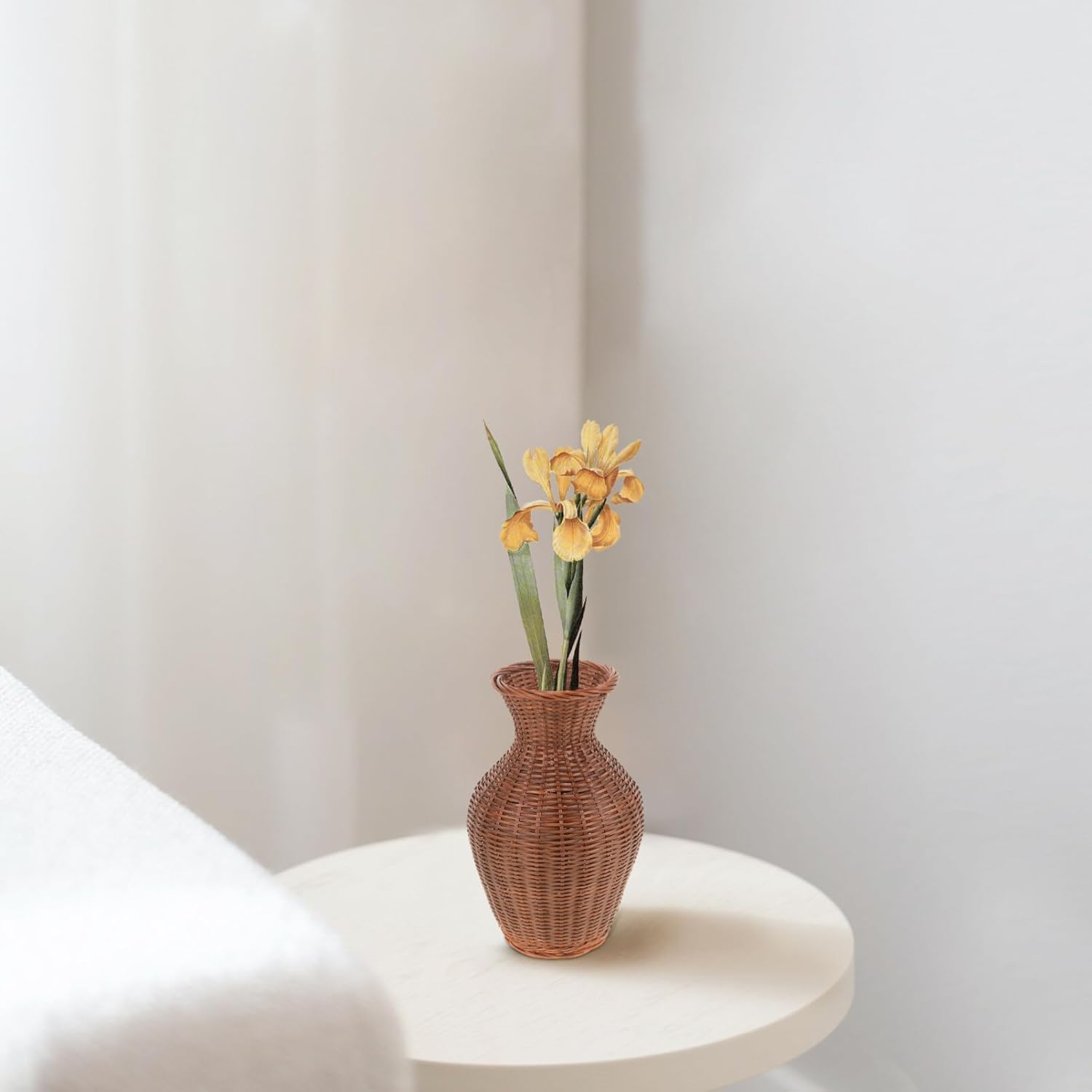 PRETYZOOM Rattan Woven Flower Vase Rustic Farmhouse Decor