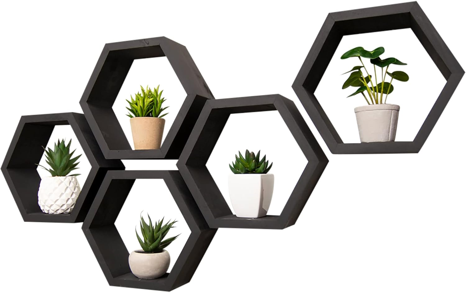 Drakestone Designs Hexagon Floating Shelves 5-Pack Black
