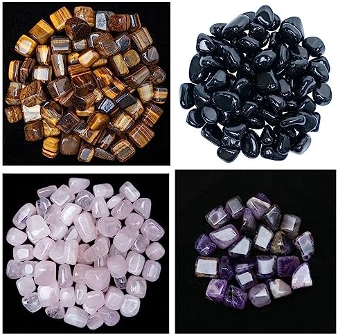 Amethyst Tiger Eye Rose Quartz Black Tourmaline Tumbled Stones Bulk