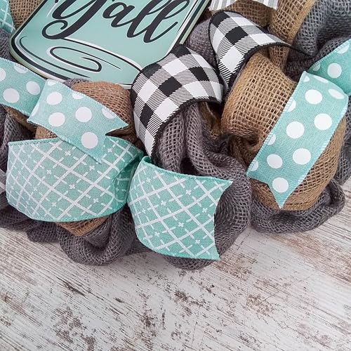 Welcome Yall Mason Jar Wreath with Grey Burlap