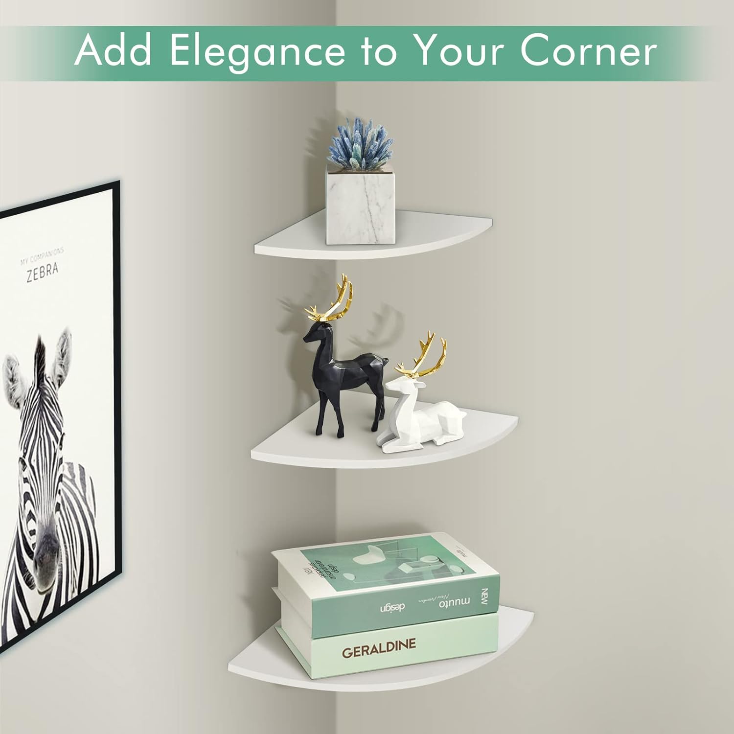 Pwshymi 3Pcs Corner Floating Shelves