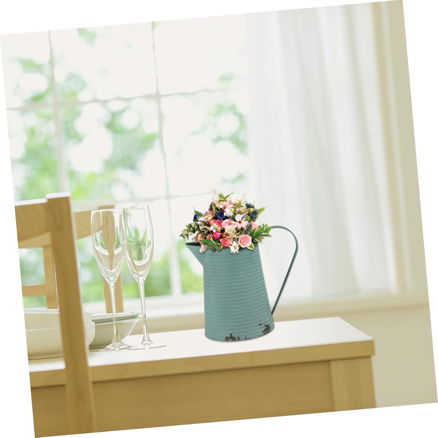 Vintage Iron Flowerpot Pitcher for Home Decor