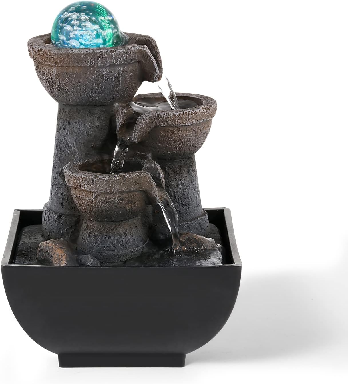 Dyna-Living Water Fountain Indoor Tabletop with Lights for Relaxation and Decor