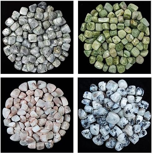 ZAICUS Tumbled Stones Rainbow Moonstone Serpentine Black Tourmaline Bulk