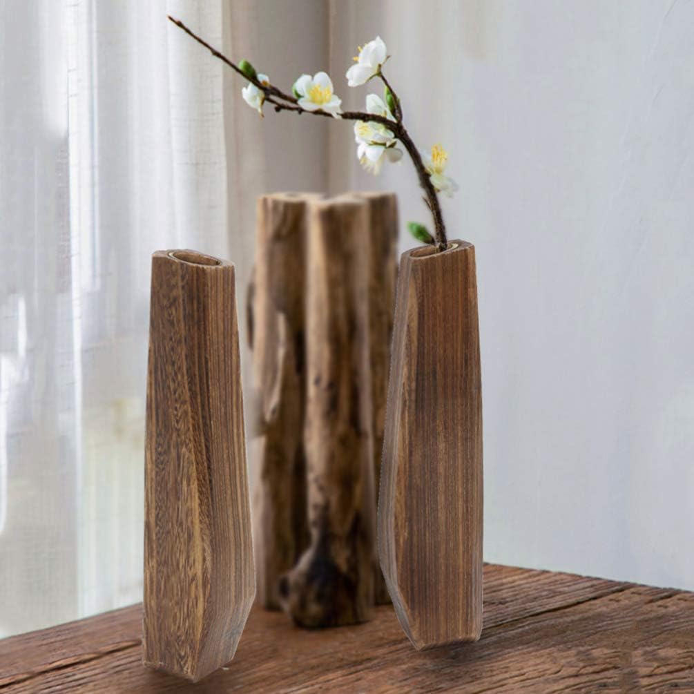Wakauto Rustic Tall Oblong Wooden Vase