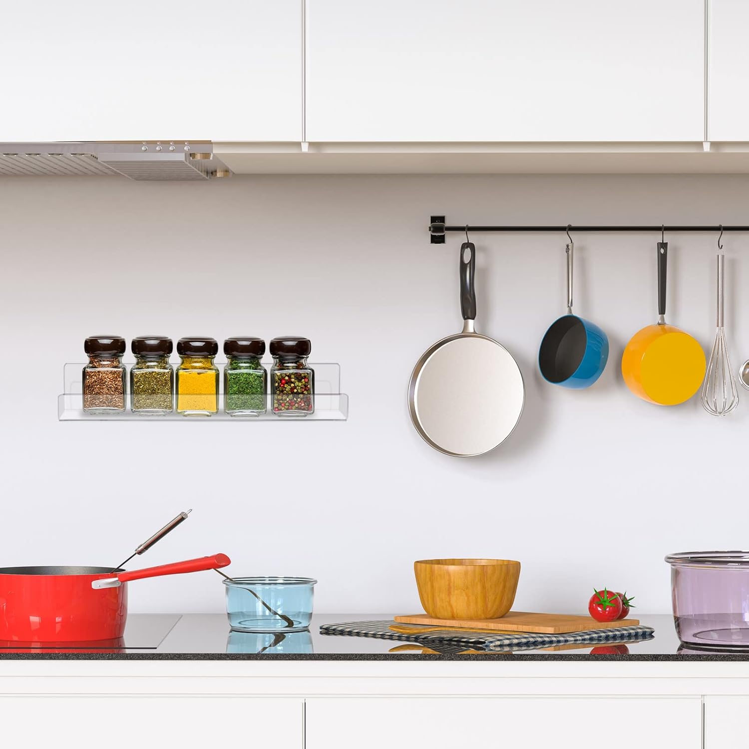 Blulu 16 Packs 14 Inch Acrylic Floating Shelf for Home Decor