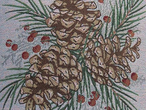 Balsam Fir Filled Tapestry Pine Cone Berries Pillow 12 Inch Christmas Tree