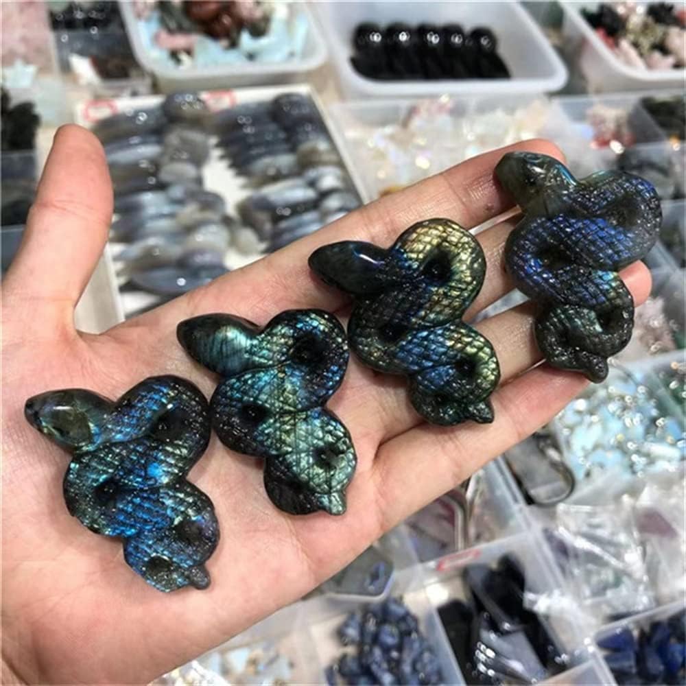 PEKMAR Natural Quartz Labradorite Moon Crystal Decoration 1pc